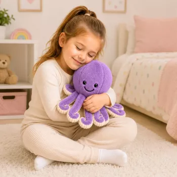 LEAN TOYS minkštas aštuonkojis su elastingais čiuptuvais, violetinis, 30 cm