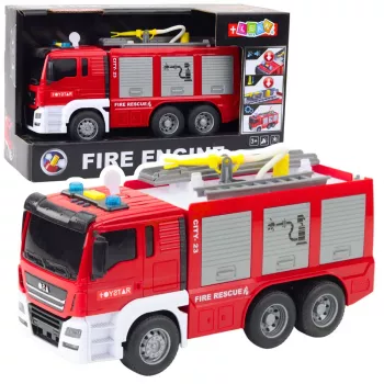 LEAN TOYS gaisrinis automobilis su vandens purškimu, šviesomis ir garsais – trinties varomas greitosios pagalbos automobilis