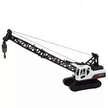 LEAN TOYS Crawler Construction Crane su 360° sukimu ir judamu kabliu, baltas
