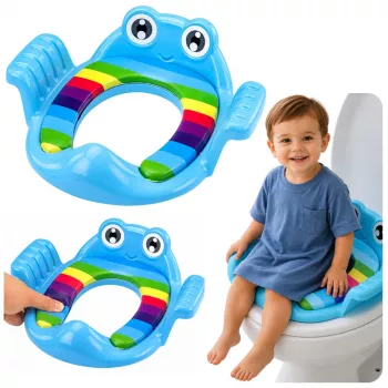 LEAN TOYS vaikiškas tualeto dangtis su minkšta sėdyne ir rankenomis, mėlynas