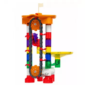 LEAN TOYS Construction Blocks Space Track kamuoliukų tuneliais spalvotas 3D 85 vnt.