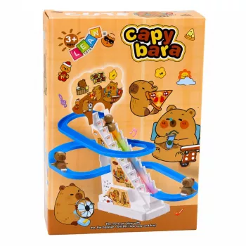 LEAN TOYS Capybara takelio čiuožykla su judančiais laiptais, šviesomis ir garsu – muzikinis lipimo žaislas vaikams nuo 3 metų