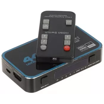 HDMI Switch 4x1 4K 60Hz HDR Dolby Vision HDCP 2.2 18Gbps metalinis