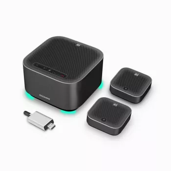 ROCWARE konferencinė įranga didelėms posėdžių salėms A10W 4K UHD USB 3.1 konferencinė kamera su dviem stereo mikrofonais, 120° matymo laukas, 4x skaitmeninis priartinimas, USB-C, Plug-and-Play, suderinama su Windows, macOS, Chrome OS