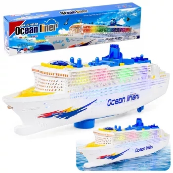 LEAN TOYS Passenger Cruise Ship žaislinis kruizinis laivas su inercine pavara, šviesomis ir garsais