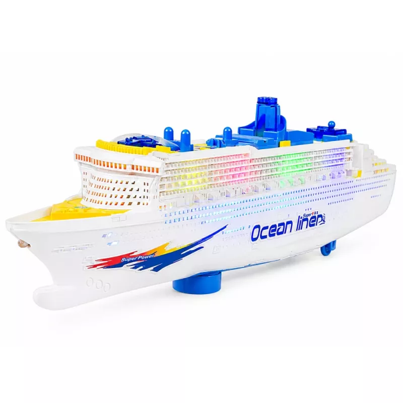 LEAN TOYS Passenger Cruise Ship žaislinis kruizinis laivas su inercine pavara, šviesomis ir garsais