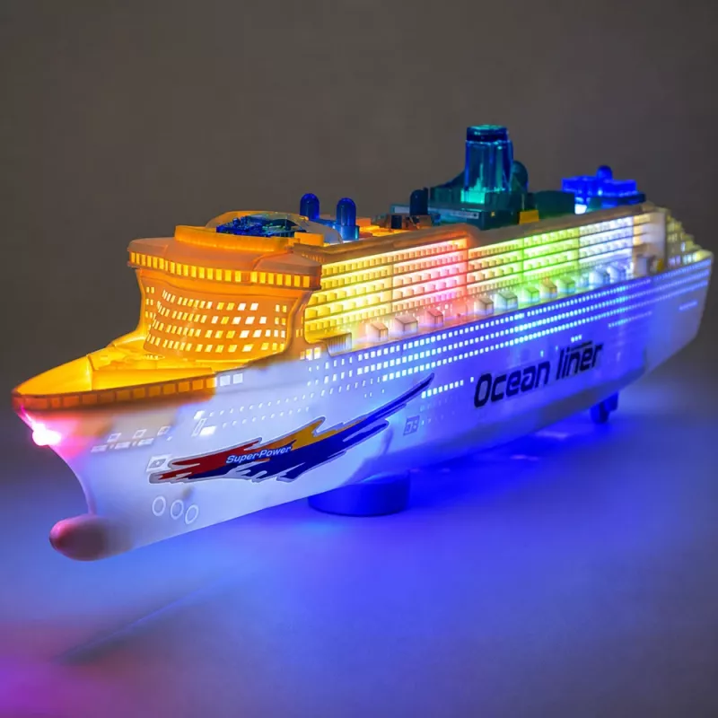 LEAN TOYS Passenger Cruise Ship žaislinis kruizinis laivas su inercine pavara, šviesomis ir garsais