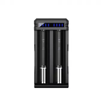 XTAR SC2 USB-C 2 lizdų Li-ion akumuliatorių įkroviklis su 2A greitu įkrovimu ir 0V aktyvavimu