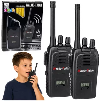 LEAN TOYS Walkie Talkie USB triukšmo slopinimas juoda 200M diapazonas