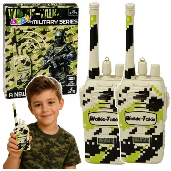 LEAN TOYS Military racijos USB 200 m atstumas, chaki, 2 vnt.