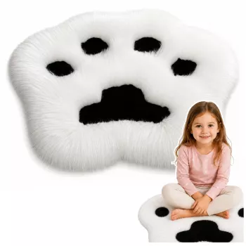 LEAN Plush Paw Rug Soft Fur Rug Black and White 60 x 60 cm