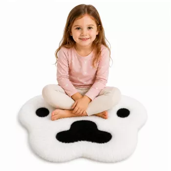 LEAN Plush Paw Rug Soft Fur Rug Black and White 60 x 60 cm