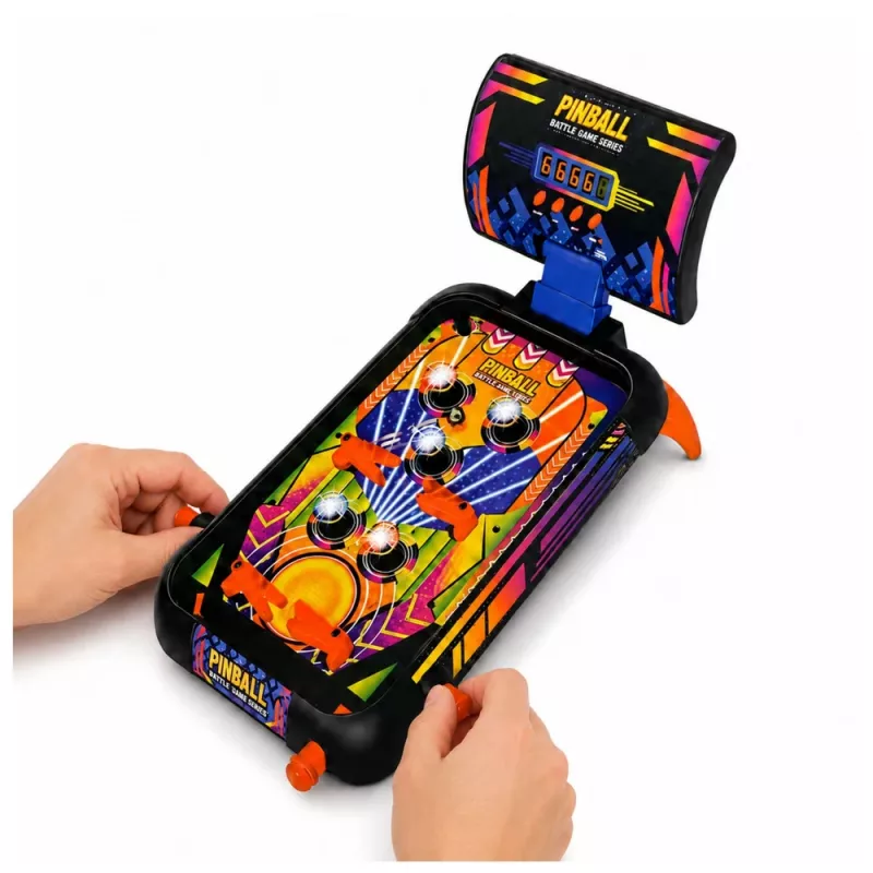LEAN TOYS Arcade Game Pinball stalas su fliperiais, taškų skaitikliu, šviesos ir garso efektais
