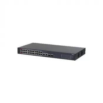 Dahua CS4228-24GT-375 24 prievadų Gigabit PoE++ valdomas komutatorius su 4 SFP uplinkais, 375W biudžetu, 2 lygmens, skirtas montavimui į stelažą