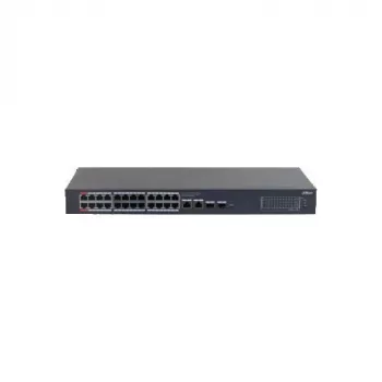 Dahua CS4228-24GT-375 24 prievadų Gigabit PoE++ valdomas komutatorius su 4 SFP uplinkais, 375W biudžetu, 2 lygmens, skirtas montavimui į stelažą