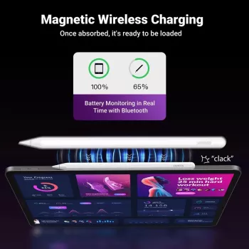 UGREEN LP653 2-in-1 planšetės ir telefono stovas su 15W Qi belaidžiu įkrovikliu - baltas