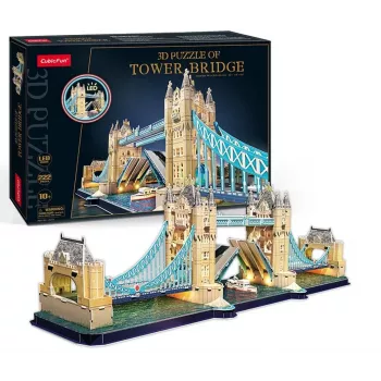Cubic Fun 3D dėlionė Tower Bridge su LED apšvietimu | 113 dalių | Architektūros modelio rinkinys