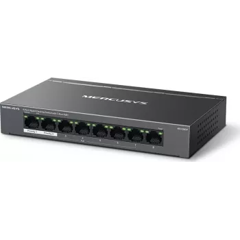 Mercusys MS108GP 8 prievadų Gigabit stalinis PoE+ komutatorius, 123W biudžetas, Plug & Play