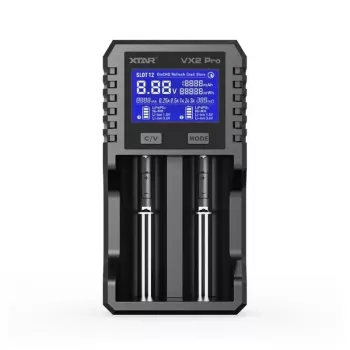 XTAR VX2 PRO SET daugiachemijos išmanusis akumuliatorių įkroviklis su USB-C įvestimi ir power bank funkcija