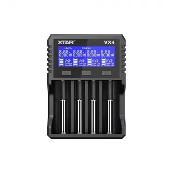 XTAR VX4 V2 KT 4 lizdų išmanusis baterijų įkroviklis Li-ion, Ni-MH, Ni-CD su USB-C QC3.0