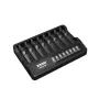 XTAR MX8 8 lizdų USB-C universalus baterijų įkroviklis, skirtas Li-ion/Ni-MH, 0,25A-2A, LED indikatoriais, 0V aktyvinimas