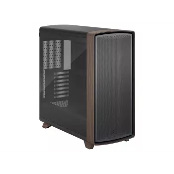 Fractal Design Summit Black TG Light Tint vidutinio bokšto kompiuterio korpusas su riešutmedžio priekine panele