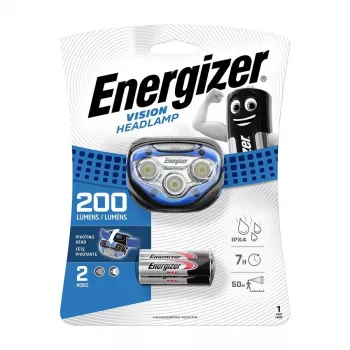 Energizer 326243 LED priekinė lemputė, 200 liumenų, IPX4 atspari purslams, 3 AAA baterijos komplekte, juoda