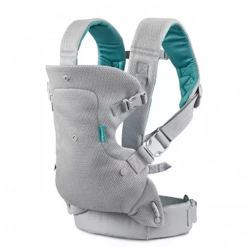B-KIDS Infantino 4-in-1 konvertuojamas kūdikio nešyklė, pilka, 3,6–14,5 kg, JPMA sertifikuota, su nuimamu Wonder Cover™ seilinuku