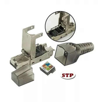 Techly 101911 Cat.6a STP berankis RJ45 modulinis jungiklis, 10G, cinko lydinys, 22-26 AWG