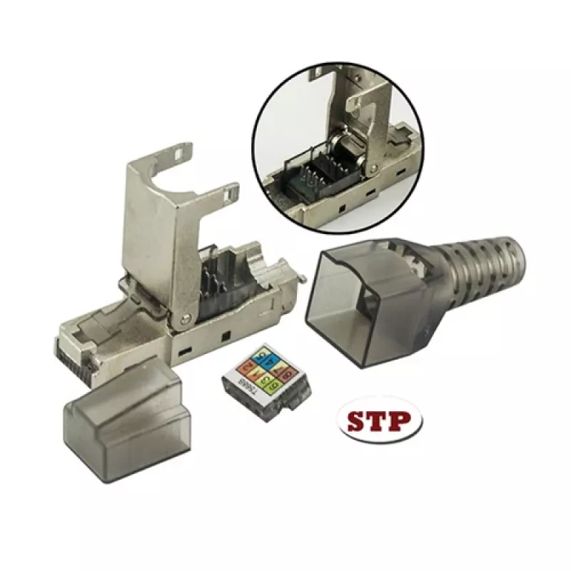 Techly 101911 Cat.6a STP berankis RJ45 modulinis jungiklis, 10G, cinko lydinys, 22-26 AWG