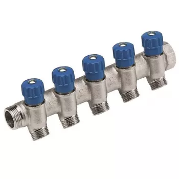 Caleffi 5R serijos termostatinis maišymo vožtuvas 3/4 inch NPT įvadas x 1/2 inch NPT išvadas, švino neturintis žalvaris, ASSE 1017