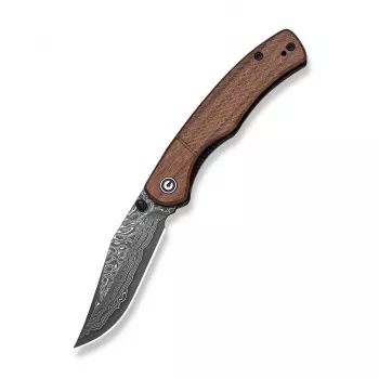 Civivi Clingman Damascus Guibourtia medžio lankstomas peilis