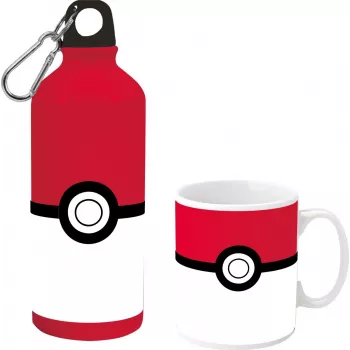 Pokemon aliumininis butelis 500 ml su keraminiu puodeliu