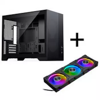 PHANTEKS XT M3 Mini kompiuterio korpusas + D30 PWM Regular Airflow D-RGB ventiliatoriai, 3 vnt., juodas