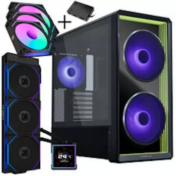 Lian Li LANCOOL 217 INF PC korpuso rinkinys su HydroShift II LCD-S 360TL AIO ir 3x UNI FAN SL-INF 120 Reverse Blade ventiliatoriais - juodas