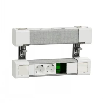 SCHNEIDER ELECTRIC UNICA SYSTEM+ 4xSCHUKO+USB A/C+RJ45 stalo maitinimo ir duomenų blokas, baltas/pilkas