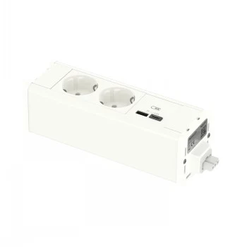 SCHNEIDER ELECTRIC UNICA SYSTEM+ modulinis blokas 2xSchuko + USB-A/C baltas