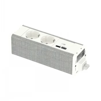SCHNEIDER ELECTRIC UNICA SYSTEM+ modulinis blokas 2xSchuko+USB-A/C baltas/pilkas