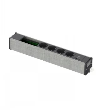SCHNEIDER ELECTRIC UNICA SYSTEM+ MODULINIS BLOKAS 4XSCH+USBA/C+DATA ANTRACITAS/PILKAS