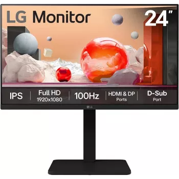 LG 24BA450-B 23,8 colio Full HD IPS monitorius - HDMI, DVI-D, VGA, juodas