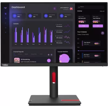 Monitorius Lenovo T24i-30 23,8 colio Full HD IPS su USB stotele, aukščio reguliavimu, juodas