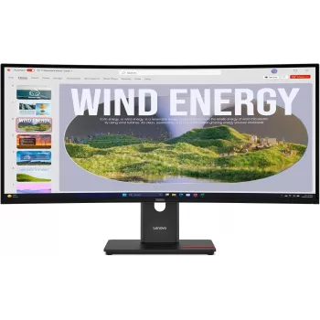 Lenovo T34WD-40 34 colių lenktas UWQHD VA monitorius su USB-C 90W, KVM ir Ethernet