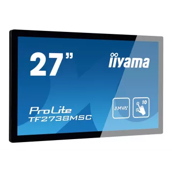 IIYAMA TF2738MSC-B2 A 27 colių jutiklinis monitorius Full HD IPS, 500 cd/m², 10 lietimo taškų, VGA, HDMI, DP, garsiakalbiai 2x1W, atviro rėmo, juodos spalvos