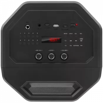 Nešiojamas 2.0 garsiakalbis SVEN PS-670, juodas, galia 2x32,5W (RMS), TWS, Bluetooth, FM, USB, microSD, LED ekranas, nuotolinio valdymo pultas, ličio baterija