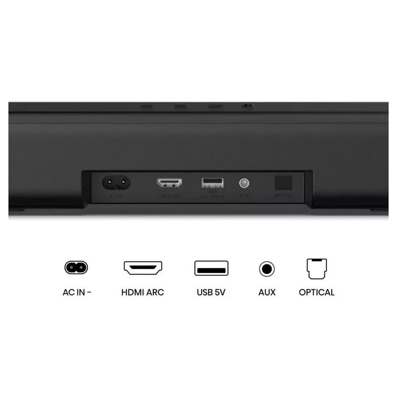 Hisense HS1000 Soundbar 2.0 Channel 60W Bluetooth HDMI ARC USB AUX Optical Black