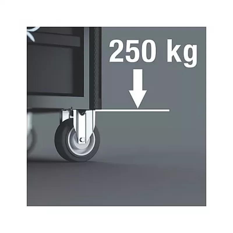 Wera 9700 Tool Rebel Workshop Trolley 1, 7 stalčių, nerūdijančio plieno darbinis paviršius, žalia/juoda