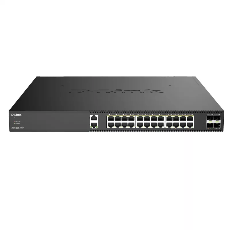 D-Link DXS-1250-28YP/E Smart Managed Multi-Gigabit PoE++ Switch su 4 x 25G SFP28 uplinkais