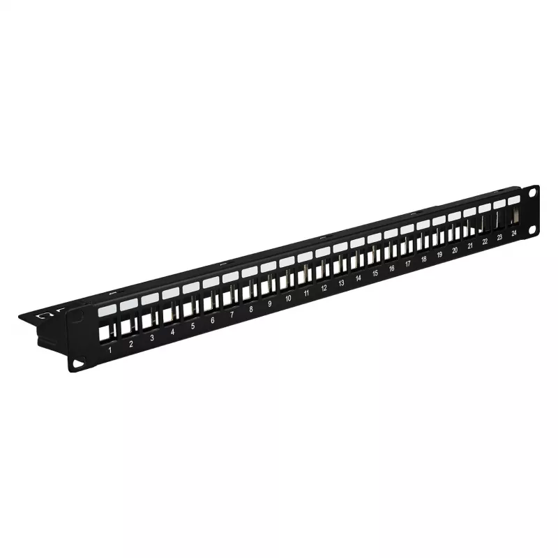 EFB skirstymo panelis 19 inch 1U 24 prievadų ekranuotas Cat.6A juodas RAL9005