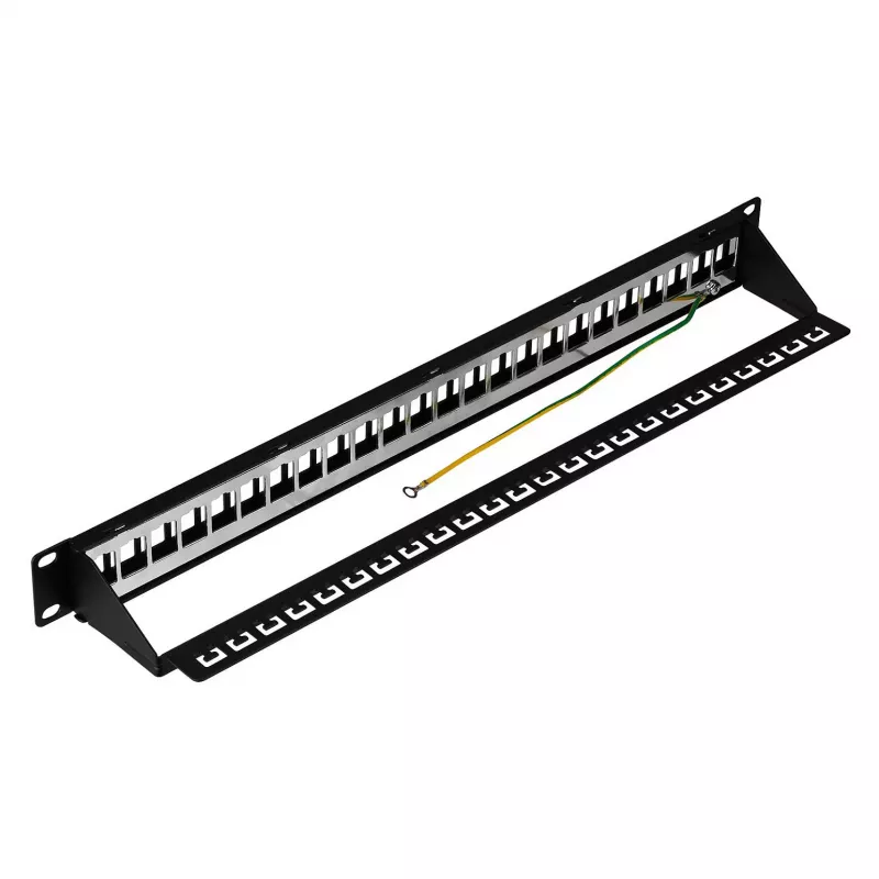 EFB skirstymo panelis 19 inch 1U 24 prievadų ekranuotas Cat.6A juodas RAL9005