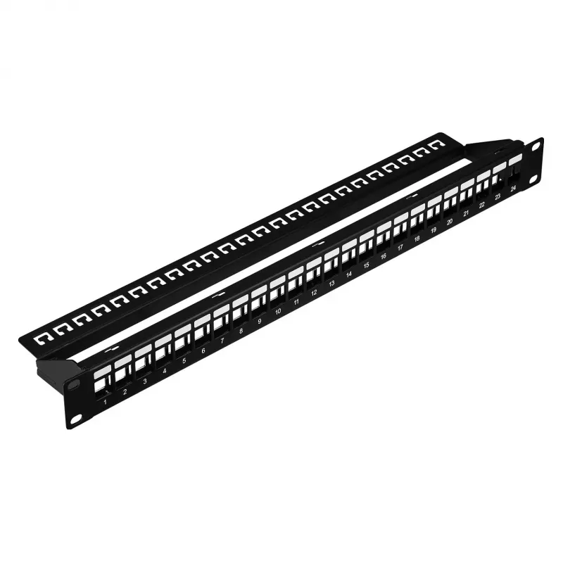 EFB skirstymo panelis 19 inch 1U 24 prievadų ekranuotas Cat.6A juodas RAL9005